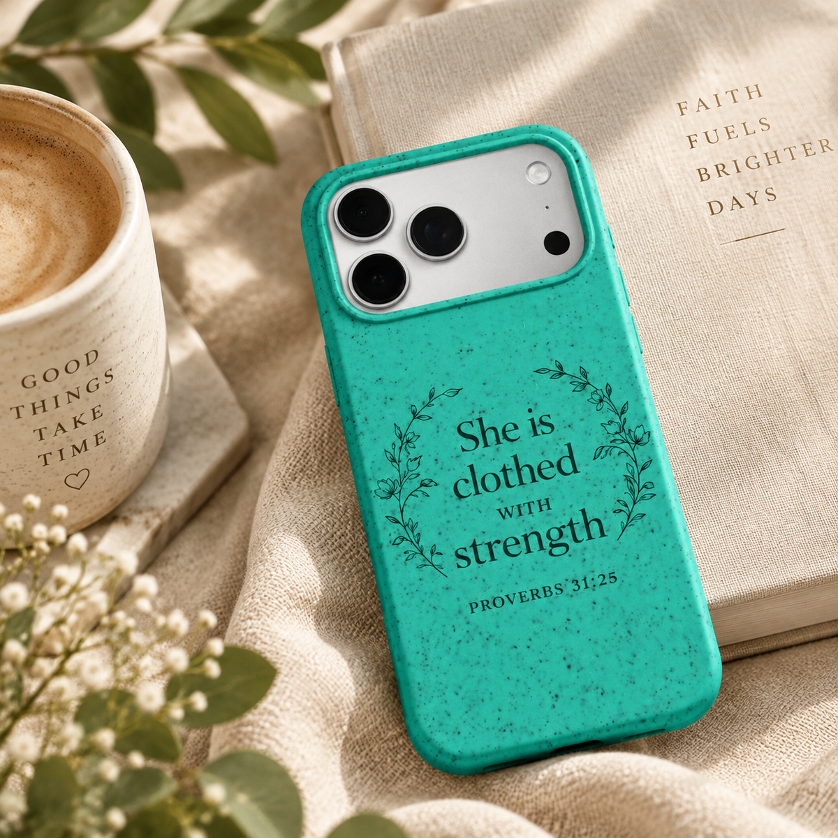 She is Clothed with strengh Case- Christian Phone Case