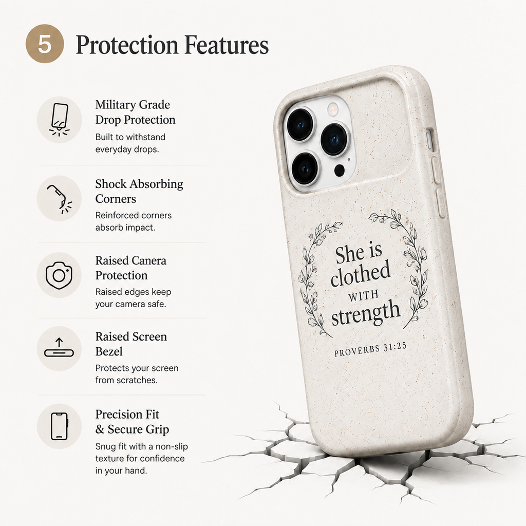 She is Clothed with strengh Case- Christian Phone Case