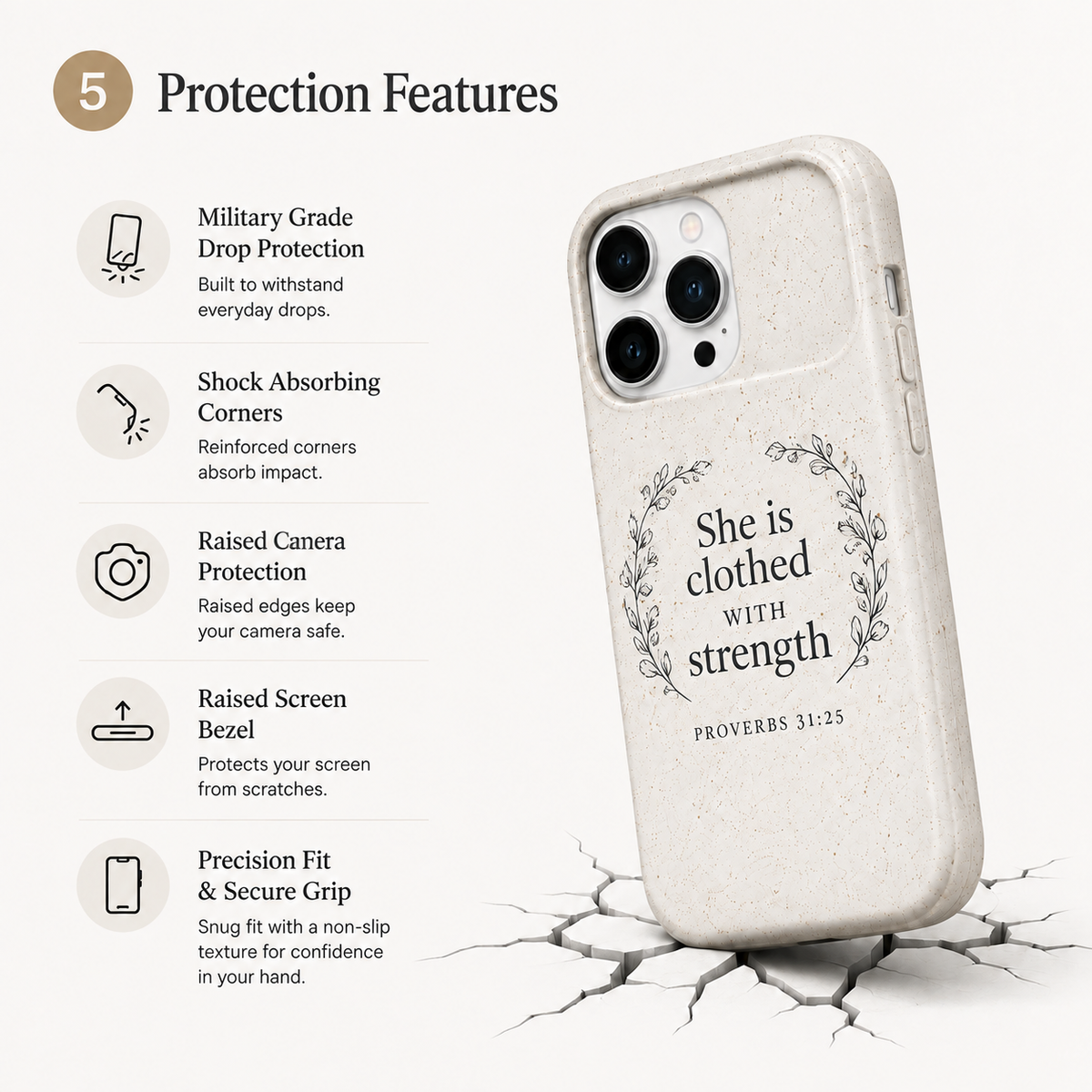 She is Clothed with strengh Case- Christian Phone Case