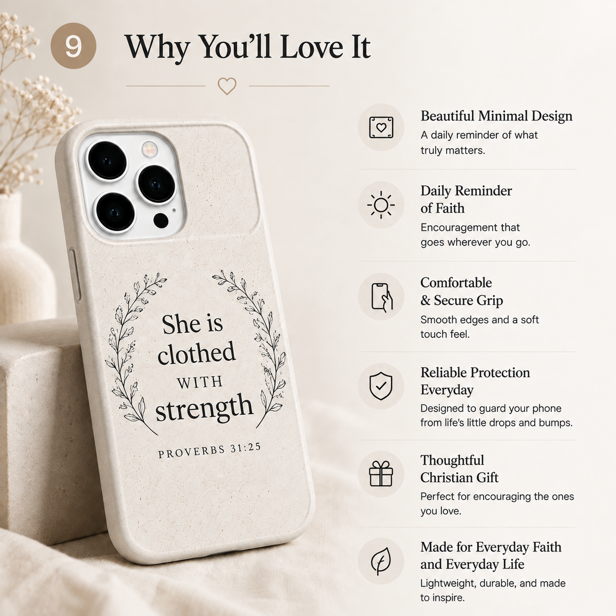 She is Clothed with strengh Case- Christian Phone Case