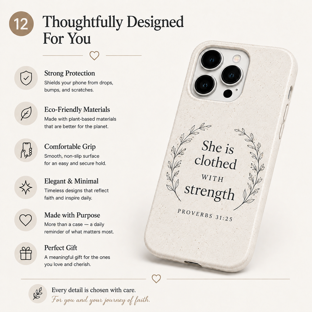 She is Clothed with strengh Case- Christian Phone Case
