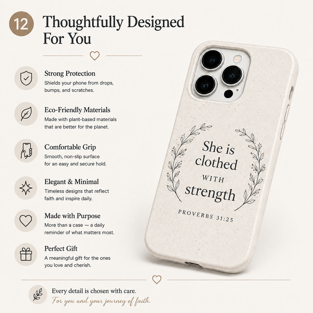 She is Clothed with strengh Case- Christian Phone Case